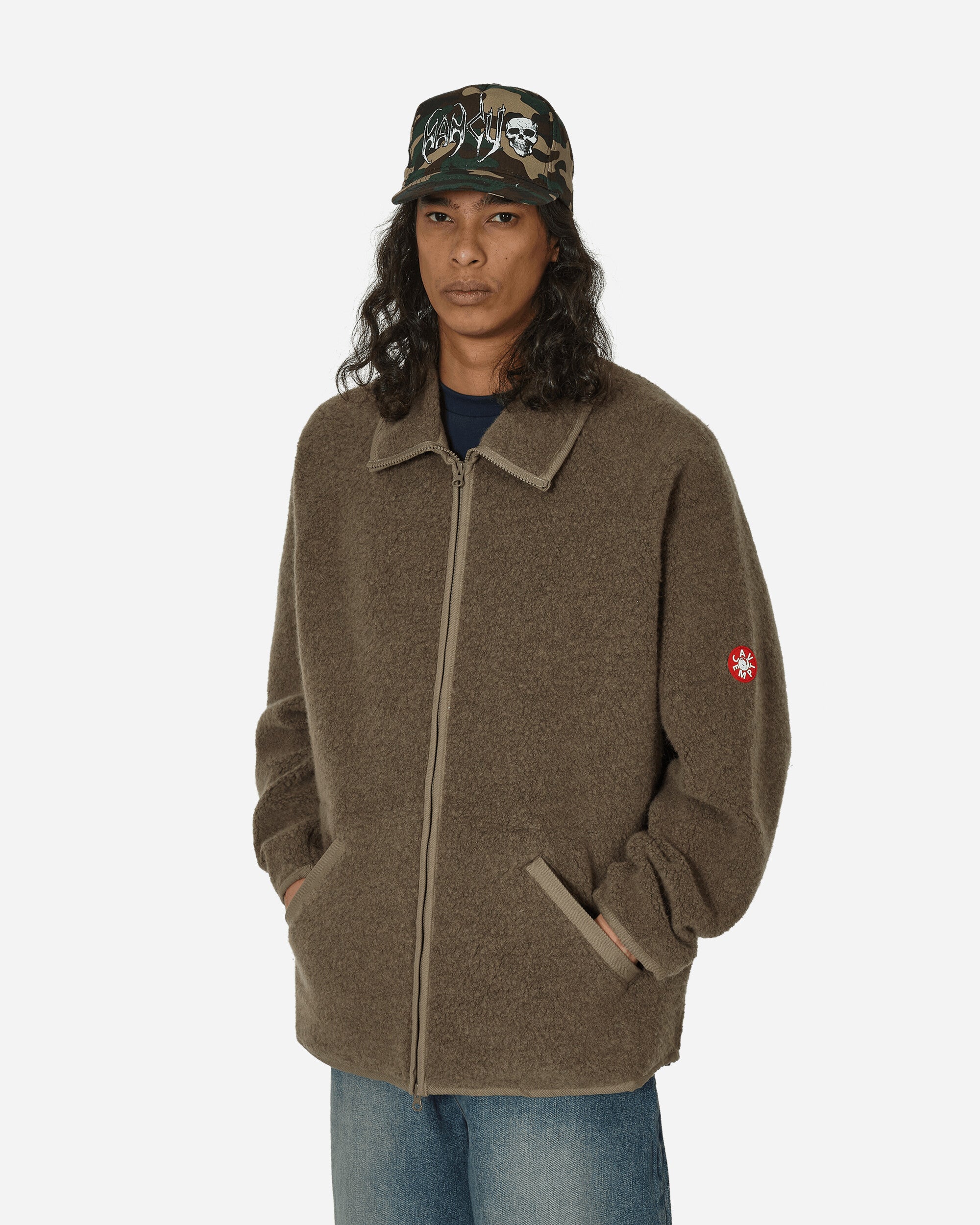 Wool Boa Fleece Zip Up Jacket Khaki – Slam Jam