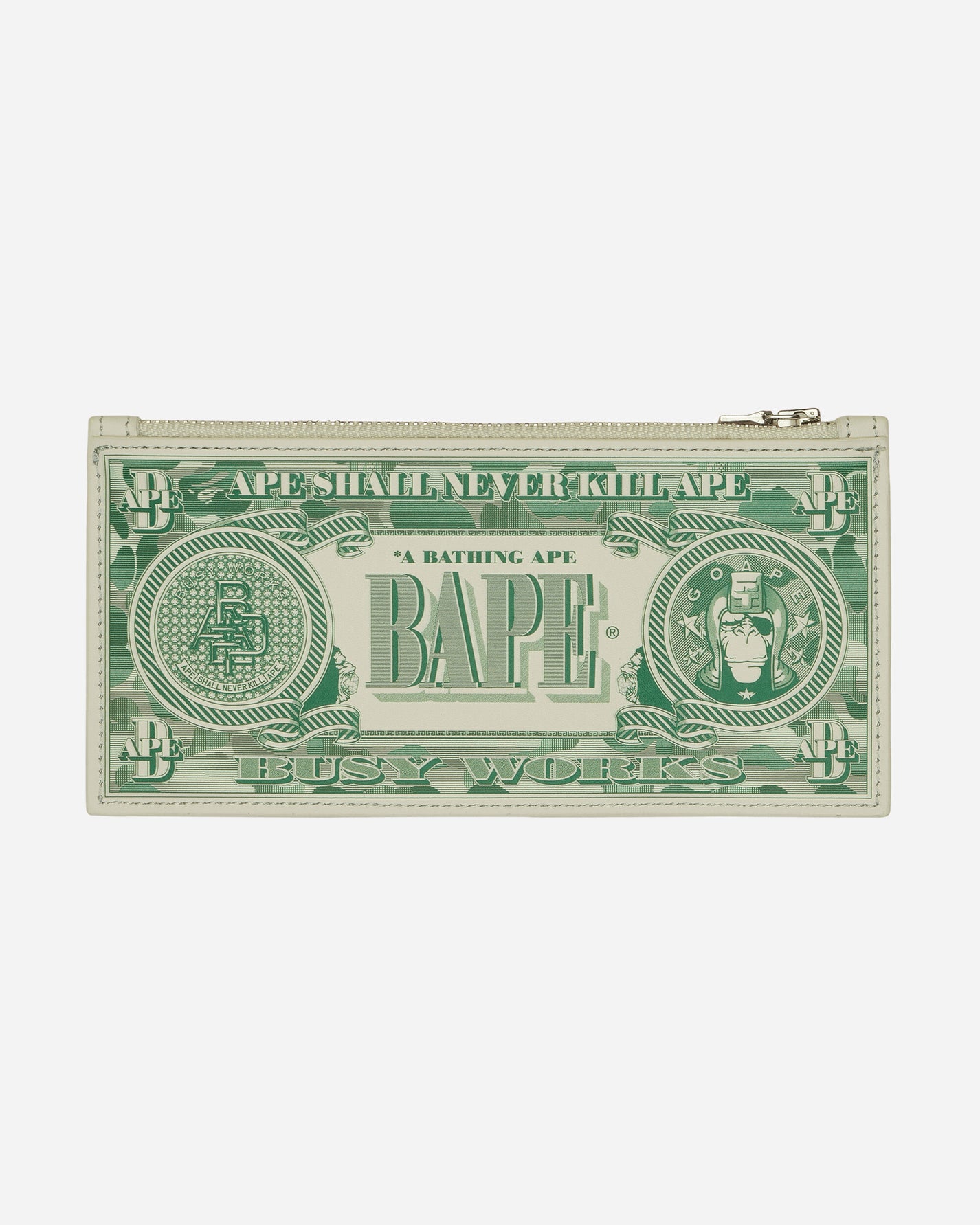 A Bathing Ape Banknote Design Pouch M Green Bags and Backpacks Pouches 1K80190305 GREEN