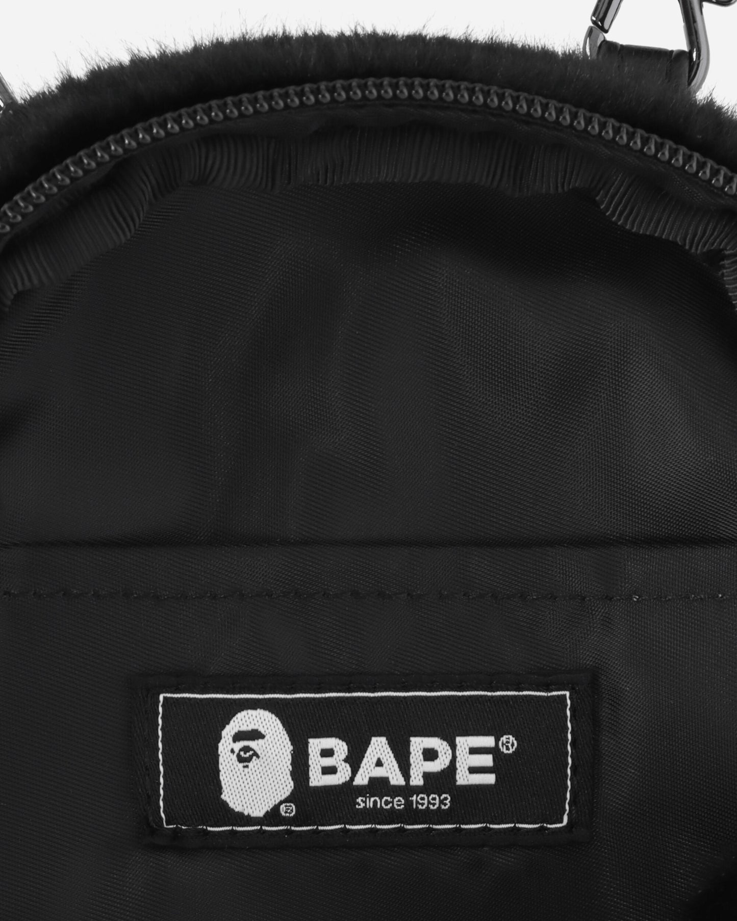 A Bathing Ape Ape Head Faux Fur Mini Shoulder Bag M Black Bags and Backpacks Shoulder Bags 1K80190003 BLACK