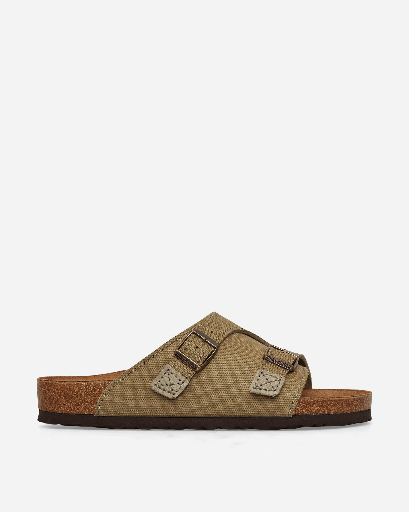 Birkenstock Zürich Suede Leather/Canvas Faded Khaki Sandals and Slides Sandals and Mules 1028755