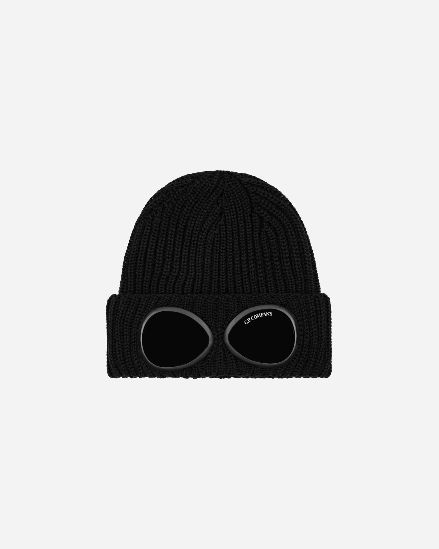 C.P. Company Extra Fine Merino Wool Goggle Beanie Black Hats Beanies 17CMAC122A005509A 999