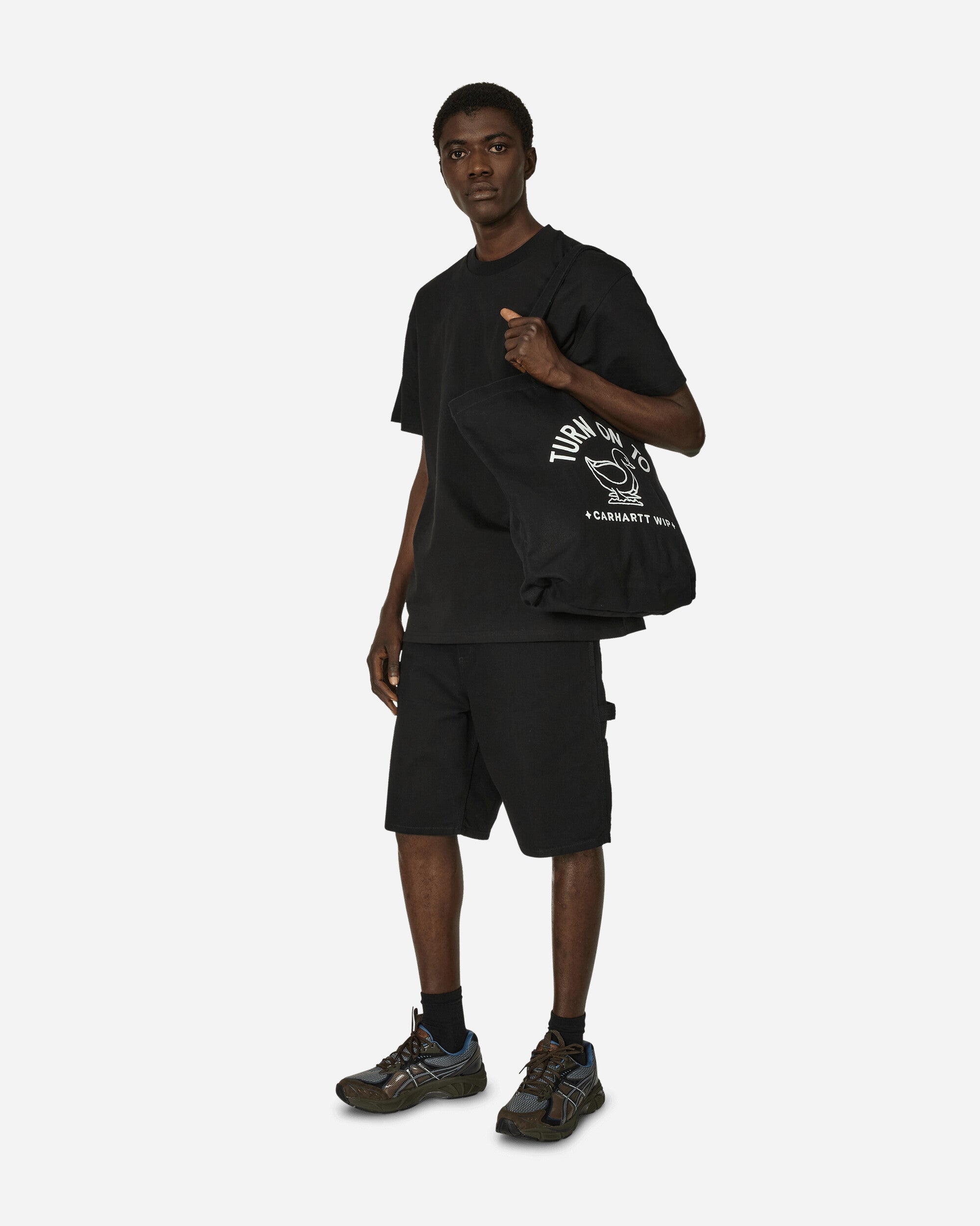 Carhartt WIP Stamp Tote Black/White Bags and Backpacks Tote Bags I033629 0D2XX