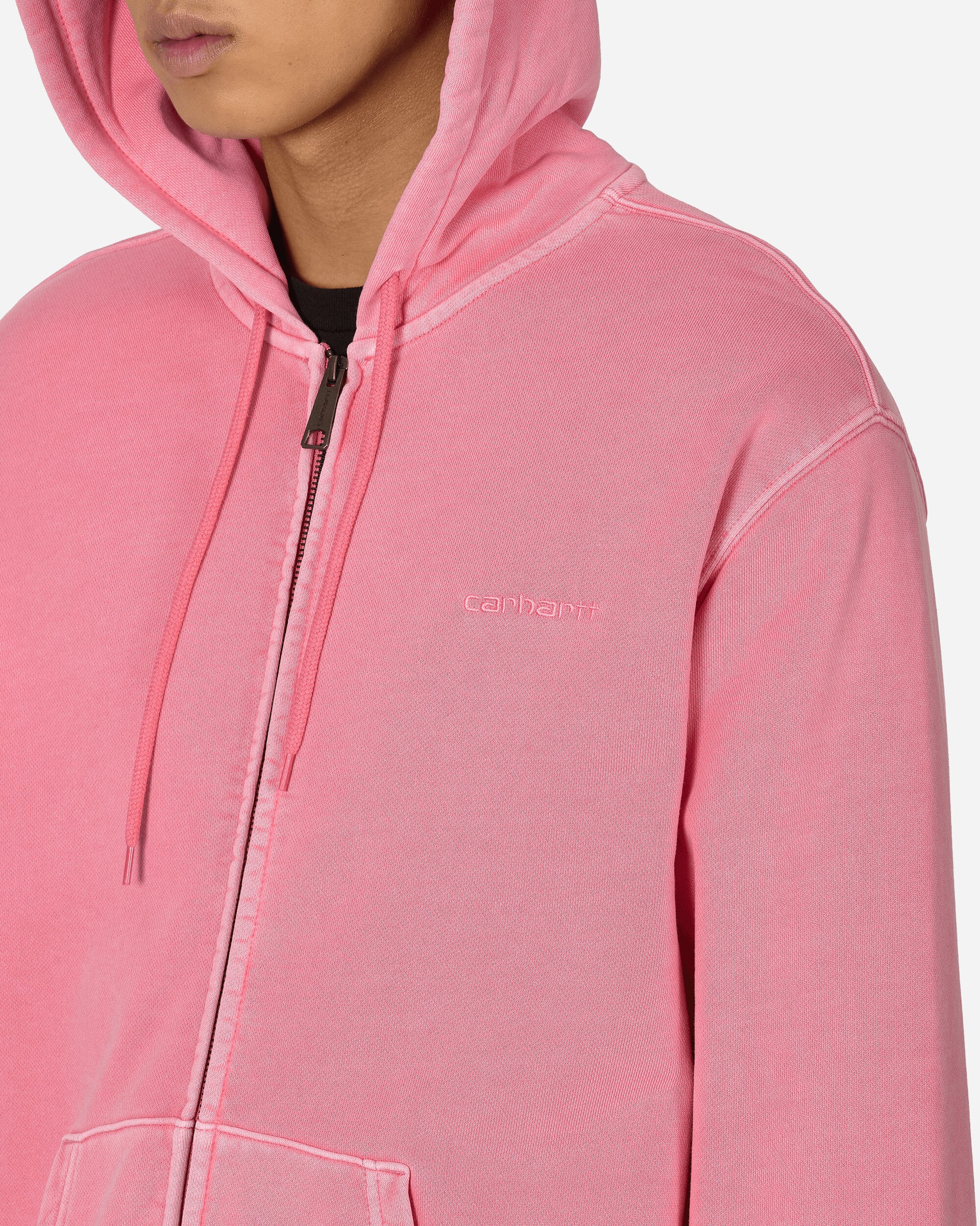 Carhartt WIP Hooded Duster Script Jacket Charm Pink Sweatshirts Hoodies I033619 29PGD