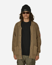 Cav Empt Collared Mesh Knit Cardigan Khaki Knitwears Cardigans CES25KN04 KHKI