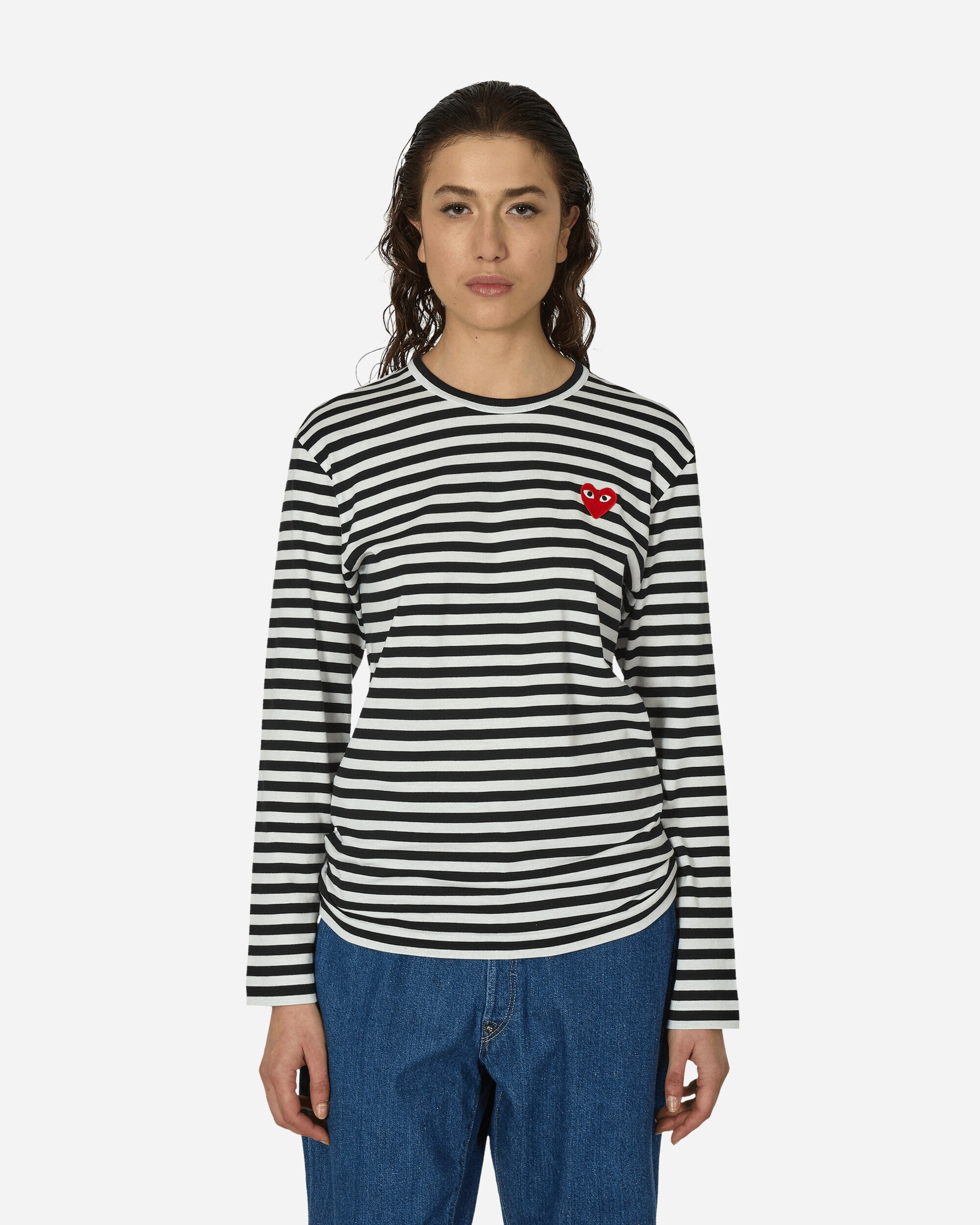 Comme Des Garçons Play Stripe T-Shirt Long Sleeve Knit Black T-Shirts Longsleeve P1T164 1