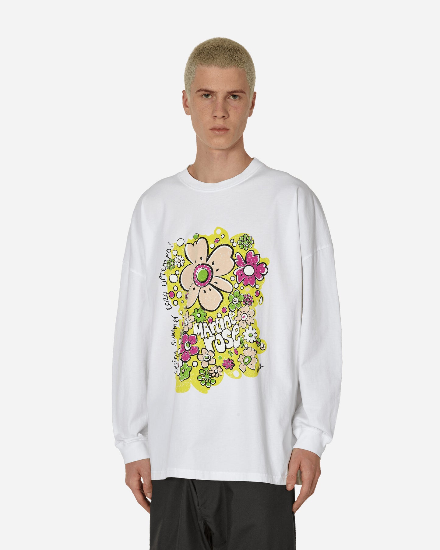 Martine Rose Oversized Ls T-Shirt White/Festival Flower T-Shirts Longsleeve MRSS24-624A WHFEFL