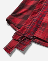 Needles Flannel Shirt -> 7 Cuts Shirt / Over Dye Red Shirts Longsleeve Shirt PU353 A