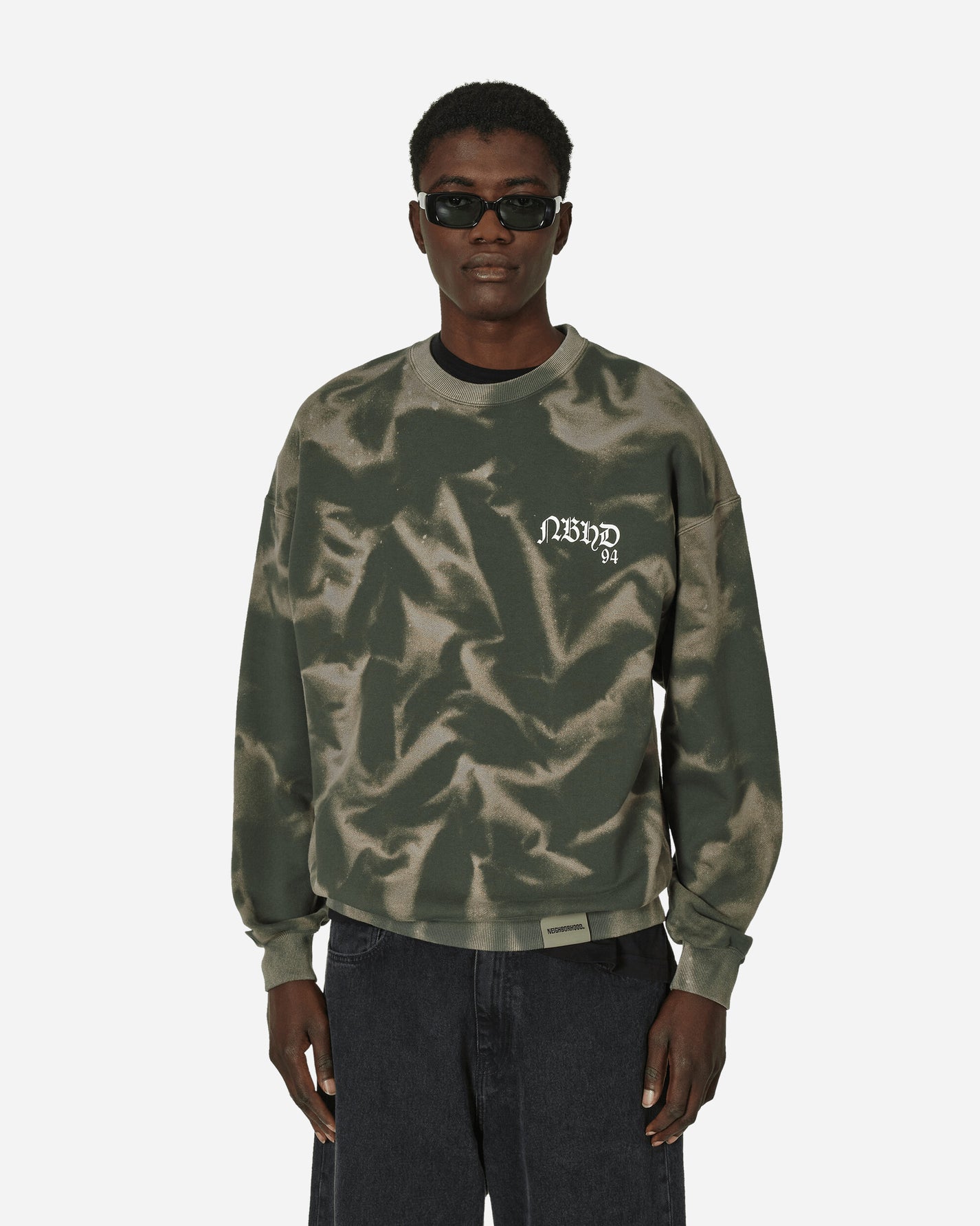 Neighborhood Tie-Dye Sweat Shirt Ls Olive Drab Sweatshirts Crewneck 241FPNH-CSM09 OD