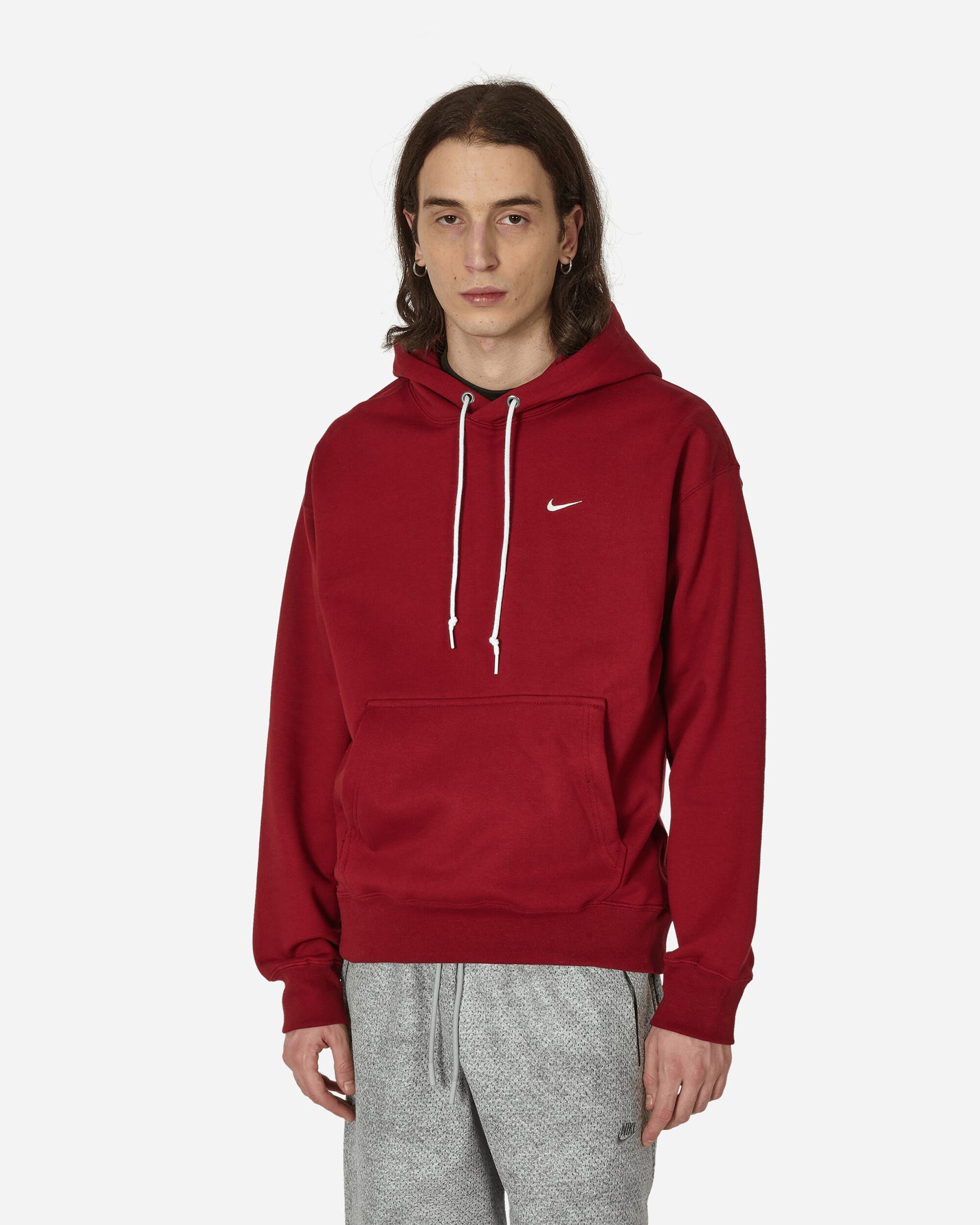 Nike M Nk Solo Swsh Flc Po Hoodie Team Red/White Sweatshirts Hoodies DX1355-677