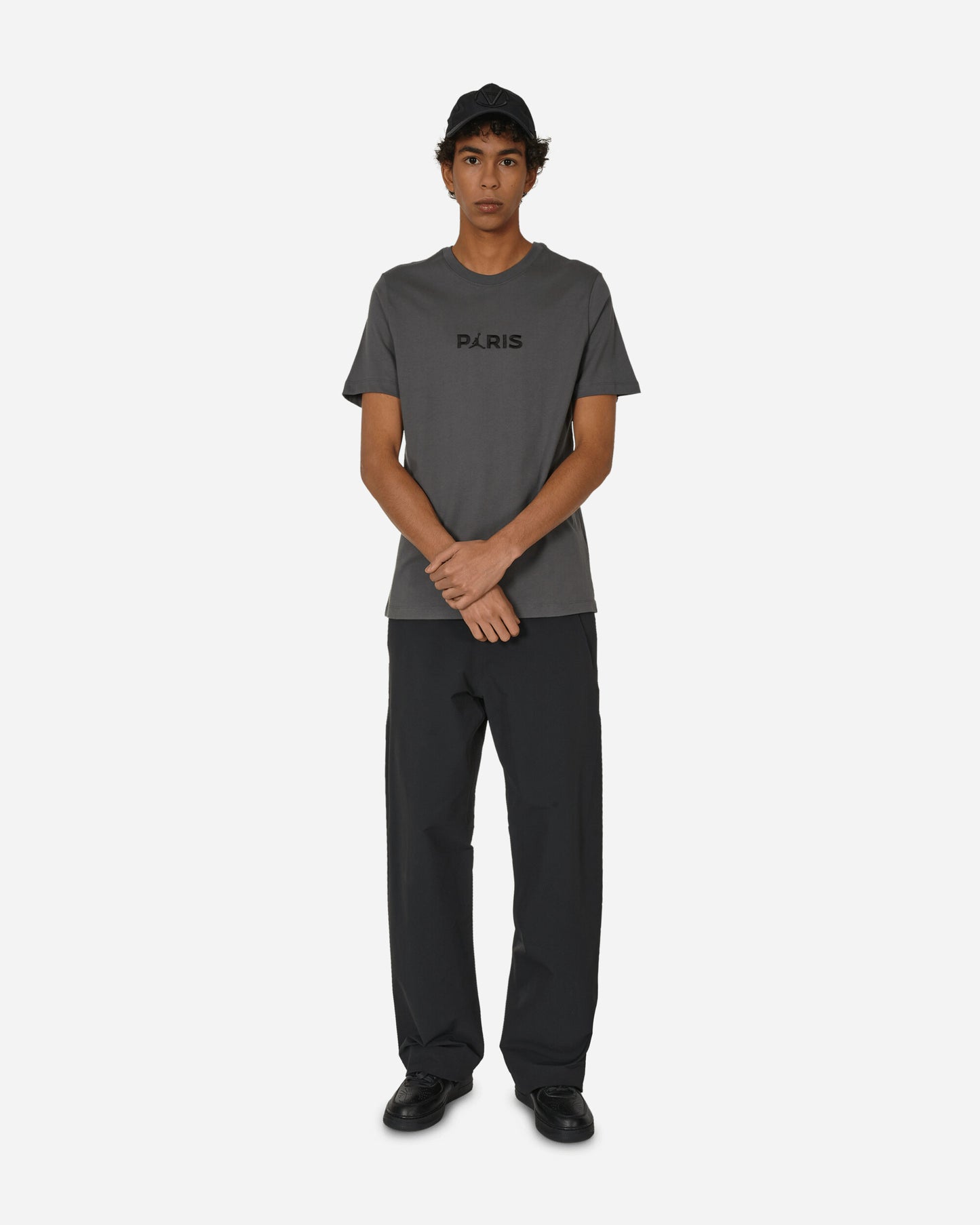 Nike Jordan M J Psg Ss Wordmark Tee Iron Grey/Black T-Shirts Shortsleeve DZ2940-068