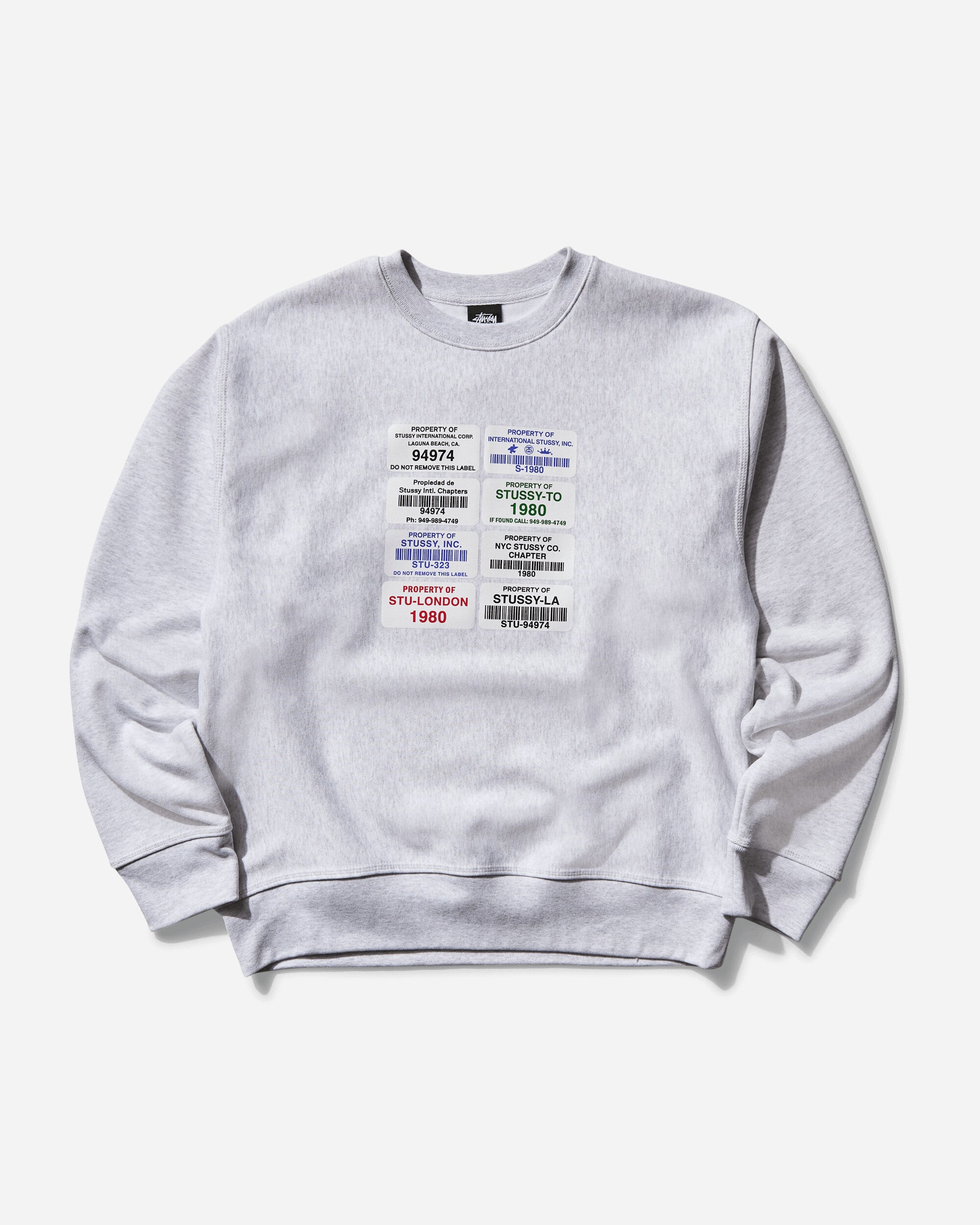 Stüssy Codes Crew Ash Heather Sweatshirts Crewneck 1915057SJ 0062