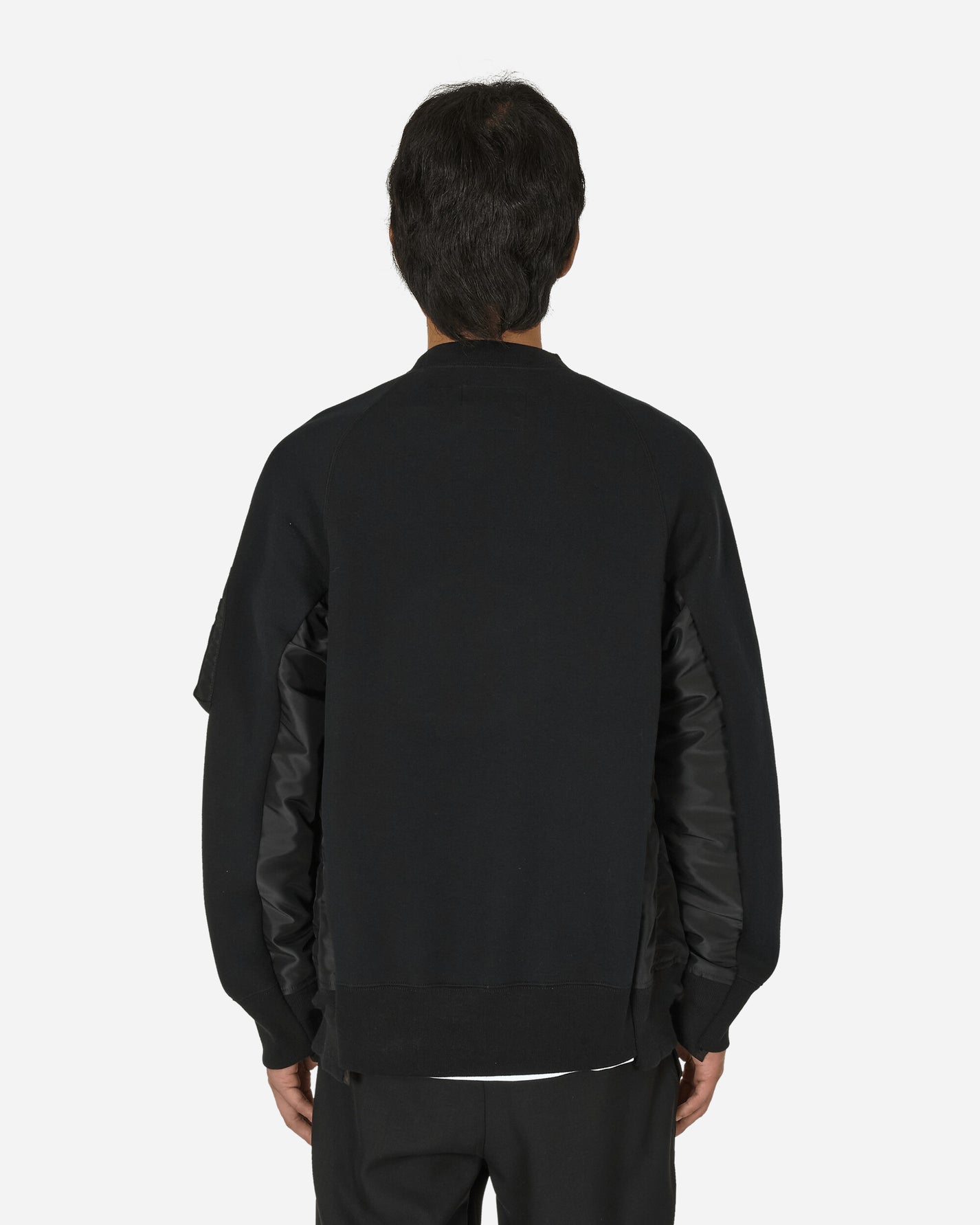 sacai Sponge Sweat X Nylon Twill Pullover Black/Black Sweatshirts Crewneck SCM-221  002