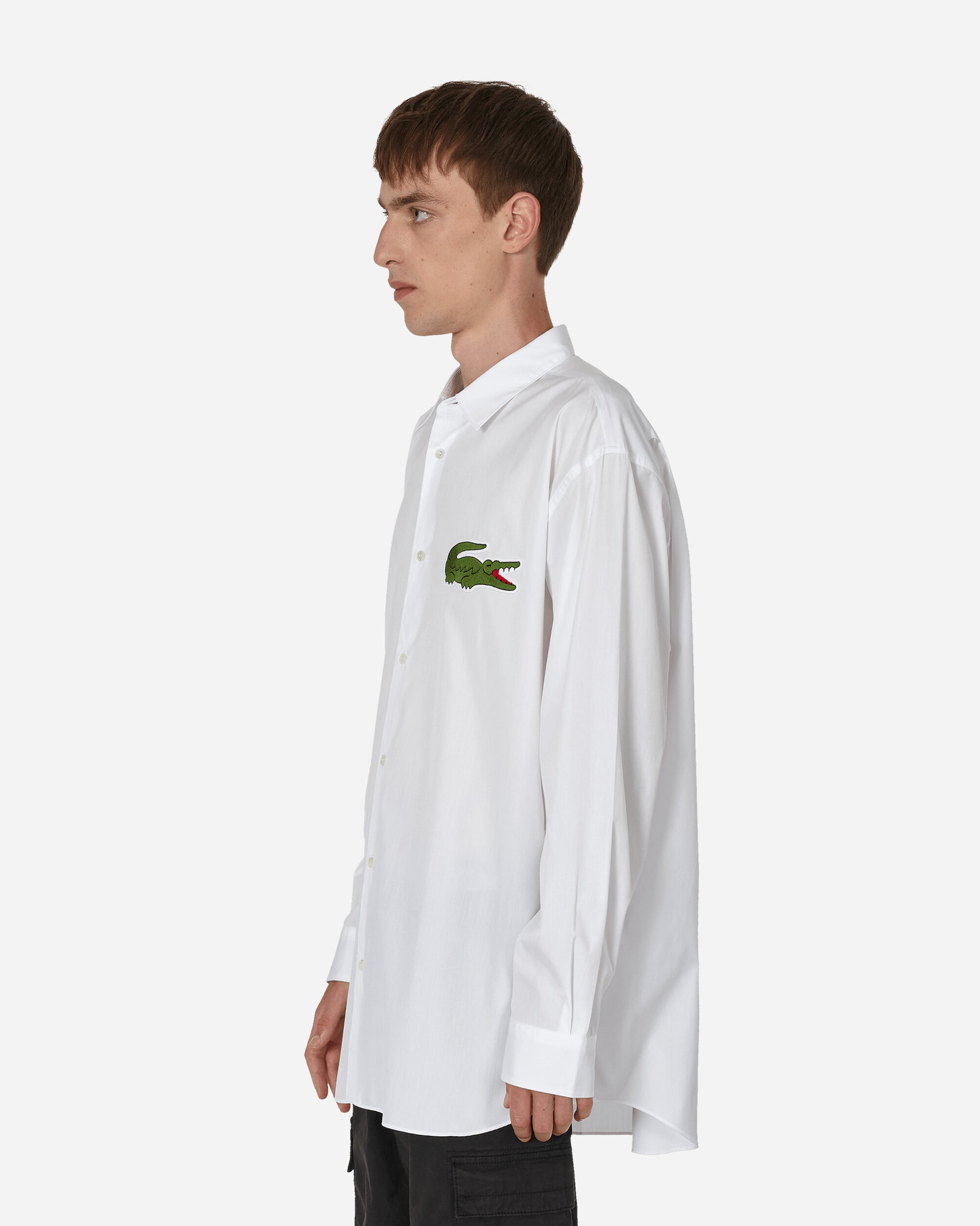 Comme Des Garçons Shirt Mens Shirt Woven X Lacoste White Shirts Longsleeve Shirt FL-B003-W23  1