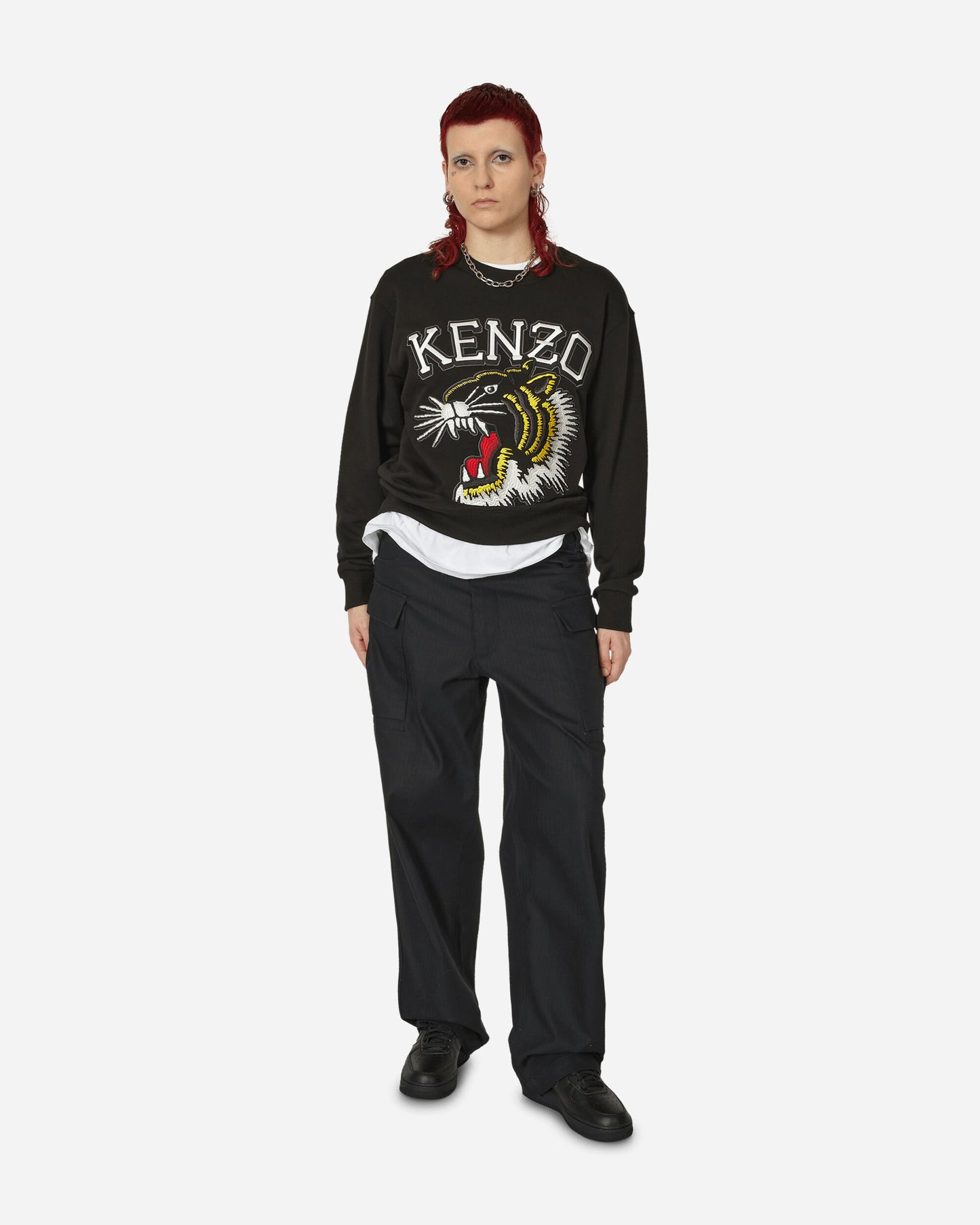 KENZO Paris Tiger Varsity Classic Sweatshirt Black Sweatshirts Crewneck FD65SW0494MF 99J
