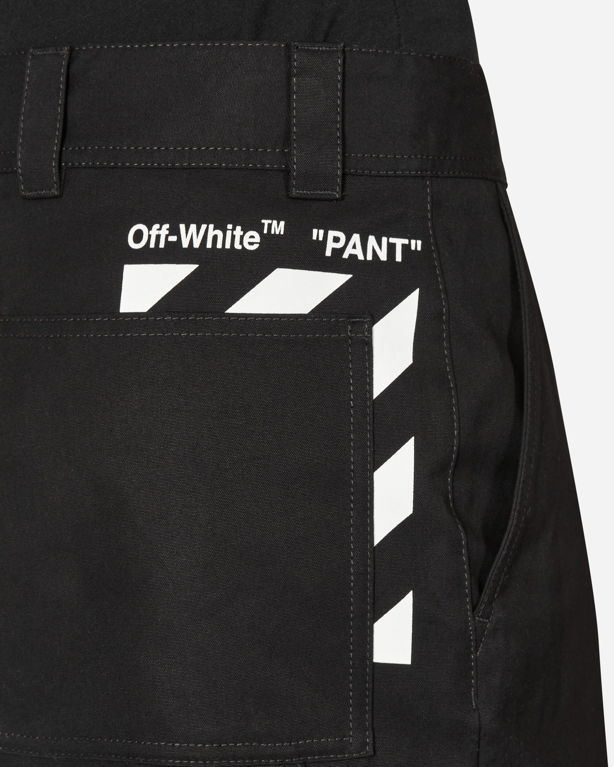 Off-White Diagonal Pocket Carpenter Pant Black/White Shorts Cargo Short OMCA207C99FAB001 1001